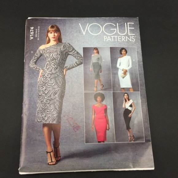 Vogue 1674 Bodycon Dress Pattern Uncut 14 16 18 20 22 Off Shoulder Criss Cross - Picture 4 of 11